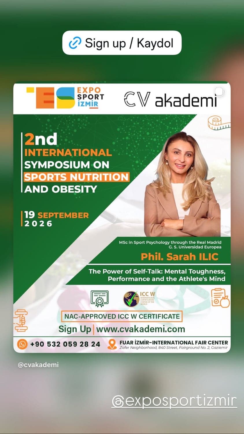 The Power of Self-Talk: Mental Toughness, Performance and the Athlete's Mind — Expo Sport Izmir · Symposium on Sports Nutrition & Obesity